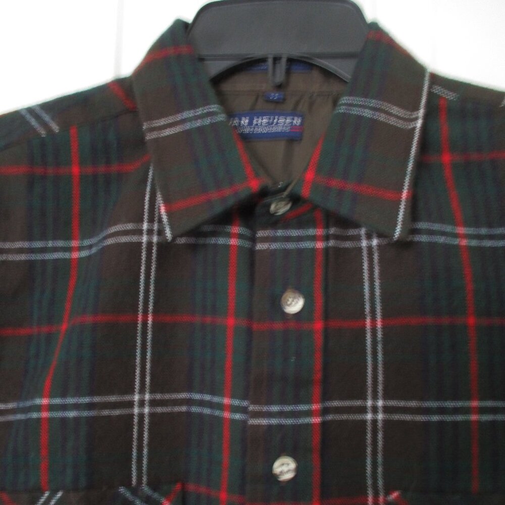 Van Heusen Mens L/S Green Winterweight Acrylic Flannel Casual Shirt NWOT- Medium